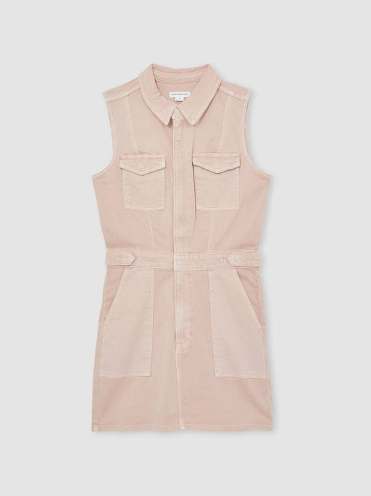 Good American Denim Zipped Mini Dress Petal Pink | Women