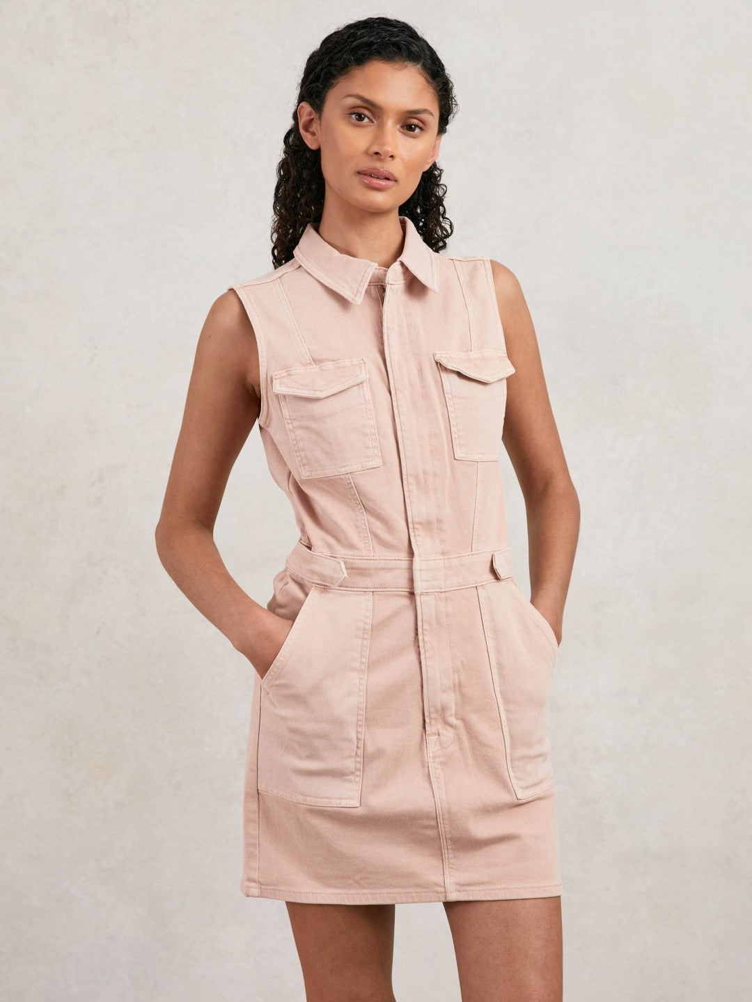 Good American Denim Zipped Mini Dress Petal Pink | Women