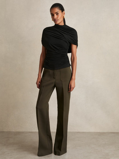 Stretch Lyocell Draped Top Black | Women