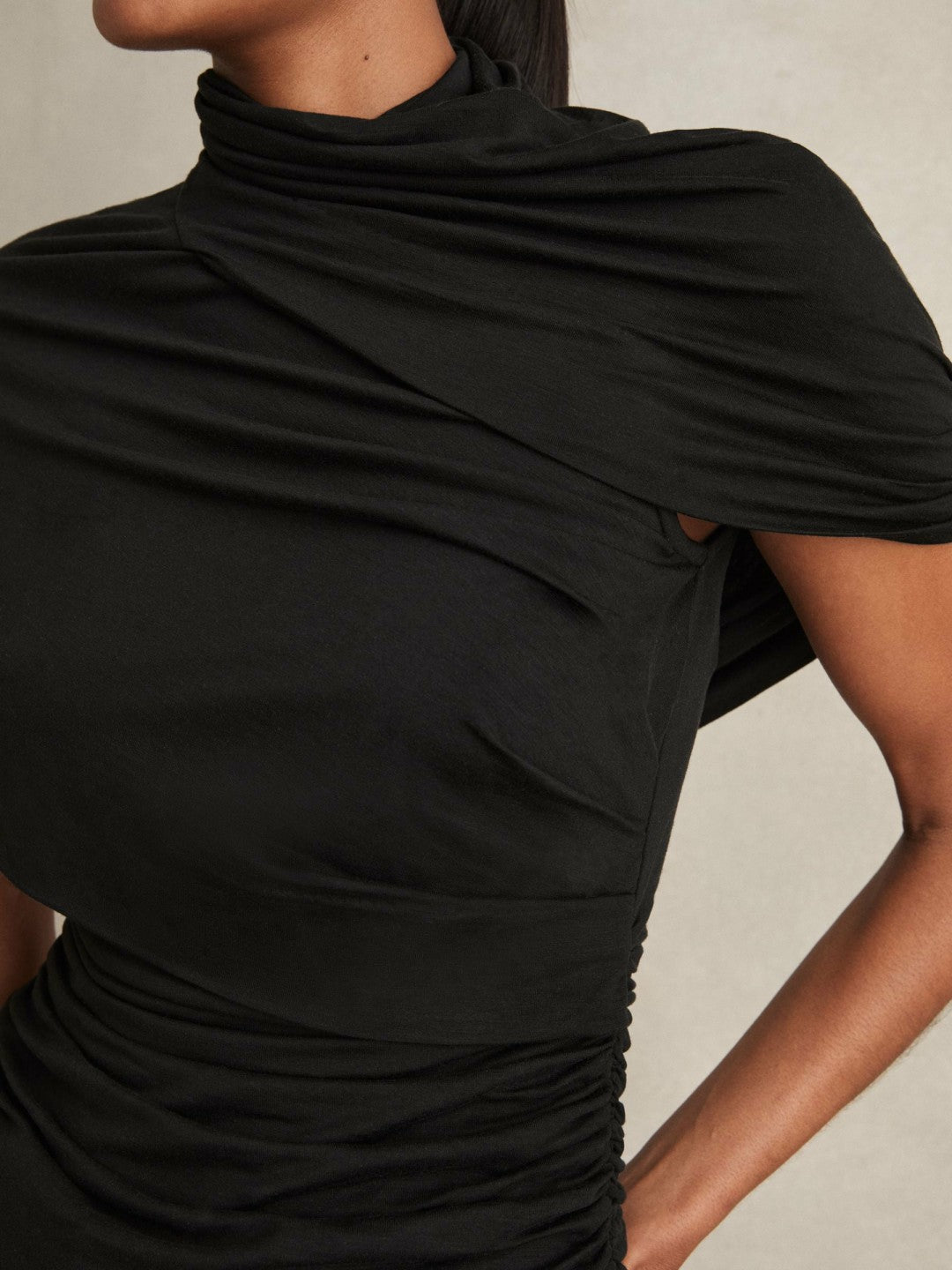 Stretch Lyocell Draped Top Black | Women