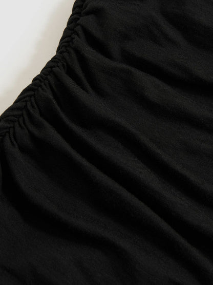 Stretch Lyocell Draped Top Black | Women