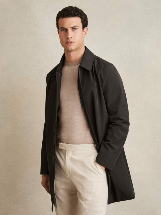 Hybrid Removable Funnel Neck Overcoat Brown | Men
