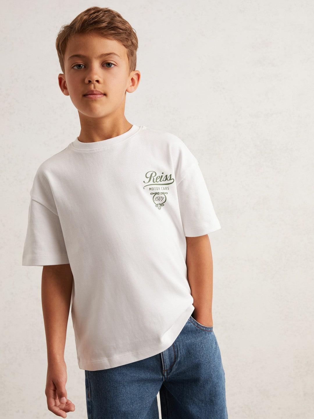 3-9 yrs Cotton Motor Cars-Print T-Shirt White/Green | Children & Baby