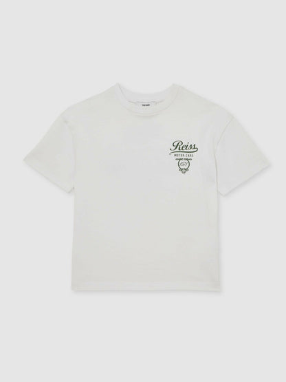 3-9 yrs Cotton Motor Cars-Print T-Shirt White/Green | Children & Baby
