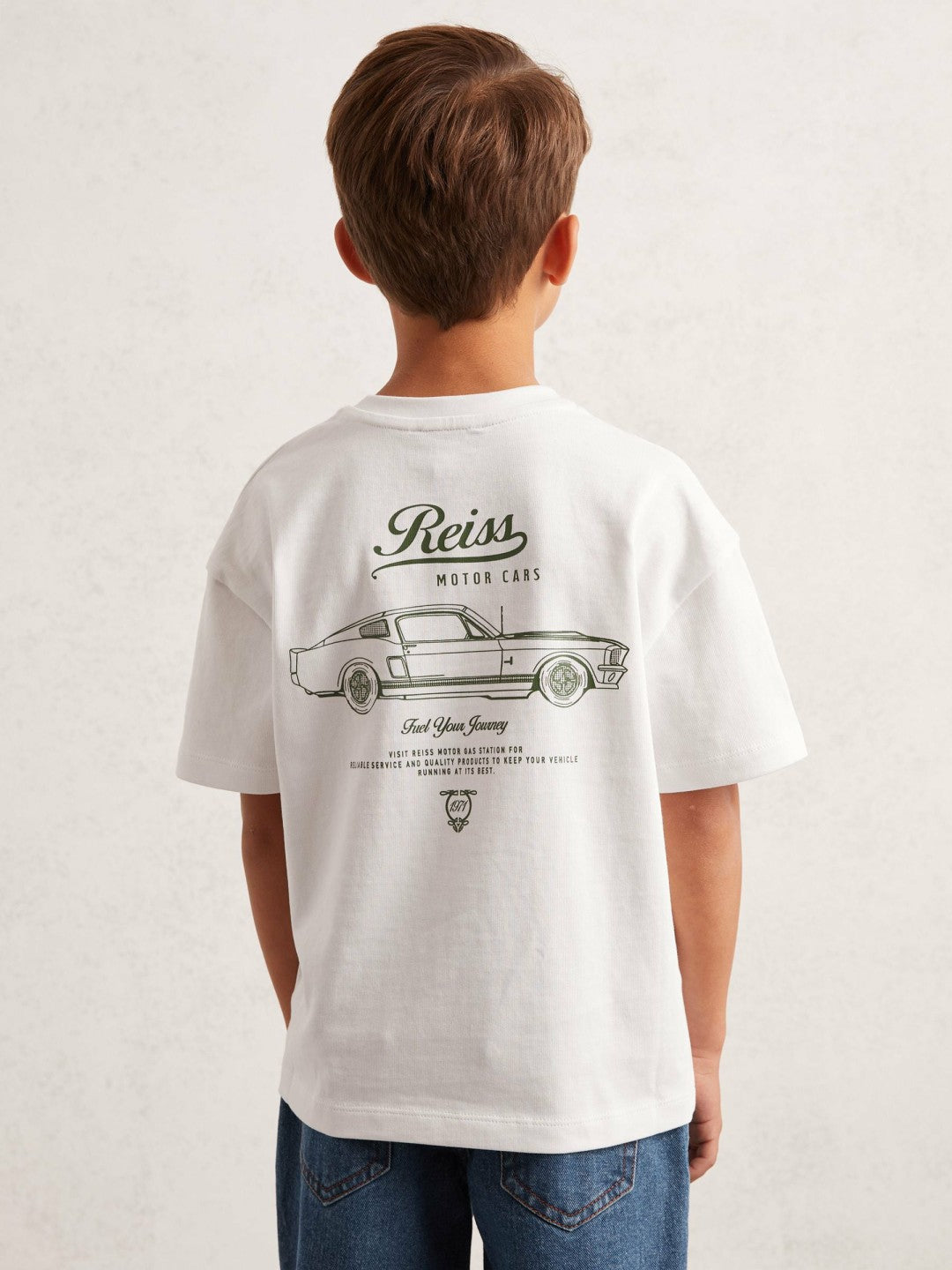 3-9 yrs Cotton Motor Cars-Print T-Shirt White/Green | Children & Baby