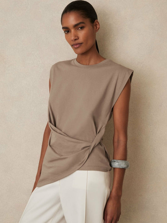 Cotton Drape T-Shirt Taupe Neutral | Women