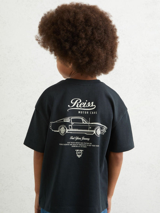 3-9 yrs Cotton Motor Cars-Print T-Shirt Washed Blue/White | Children & Baby