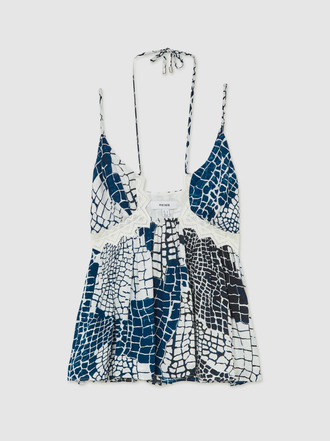 Animal Print Lace Trim Cami Top Blue | Women
