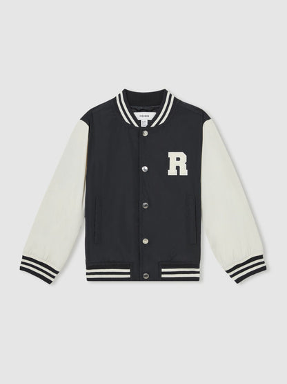 9-13 yrs Colour-Block Varsity Bomber Jacket Navy/ Off White | Children & Baby