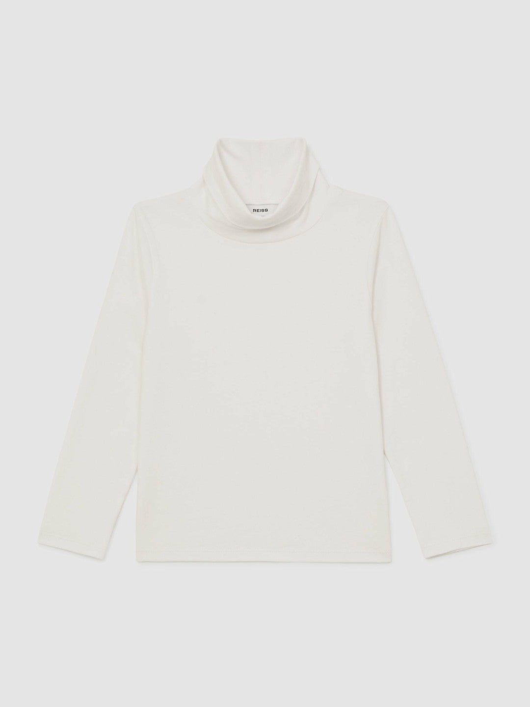 13-14 yrs Cotton-Jersey Roll-Neck Top with Stretch Ivory | Children & Baby