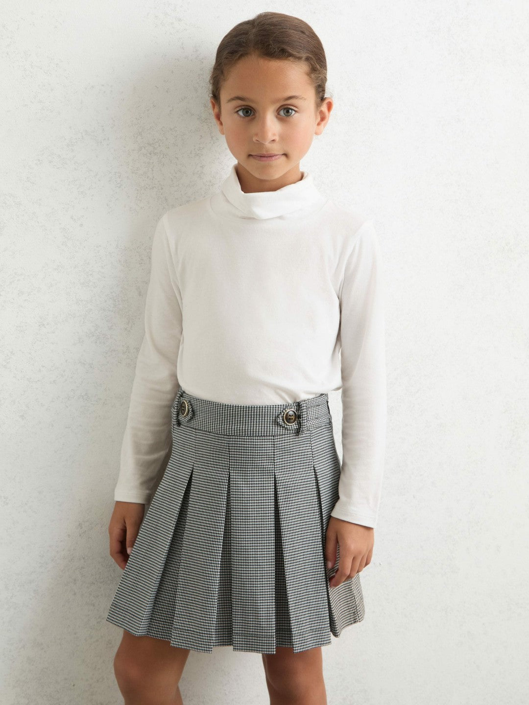 13-14 yrs Cotton-Jersey Roll-Neck Top with Stretch Ivory | Children & Baby
