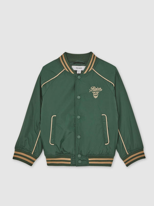 3-9 yrs Motor Cars Embroidered Bomber Jacket Forest Green/Off White | Children & Baby