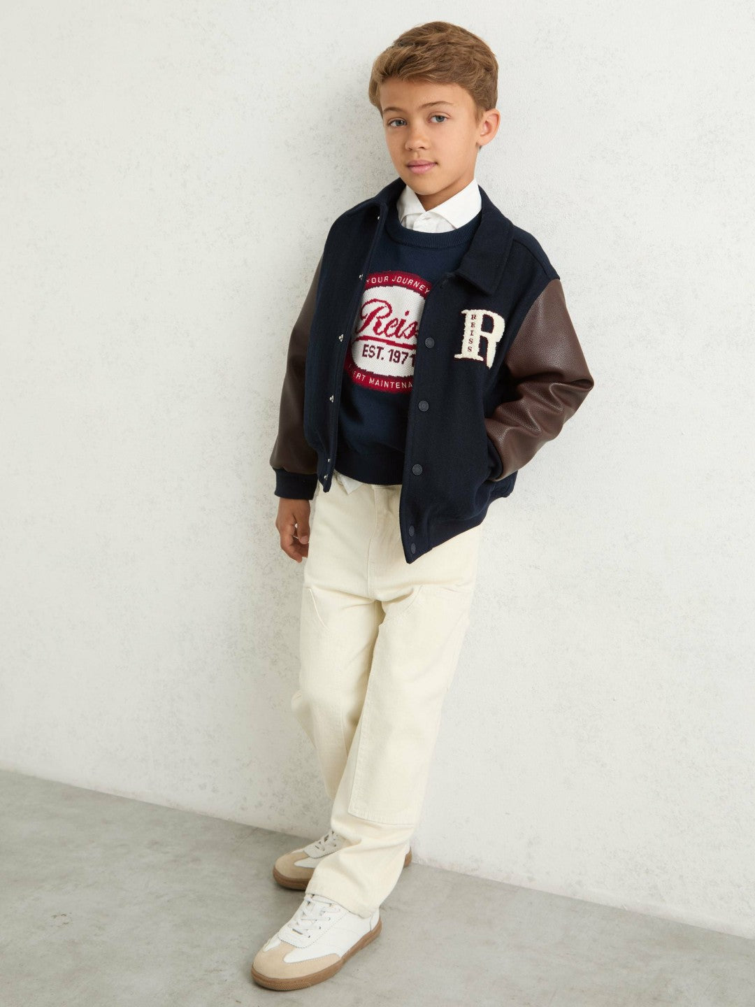 9-13 yrs Motor Cars Press-Stud Bomber Jacket Navy/Brown | Children & Baby