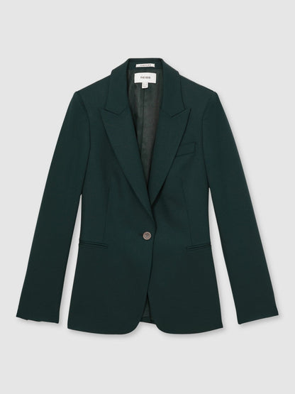 Wool-Blend Single-Breasted Suit Blazer Green | Women