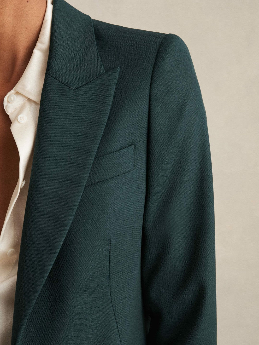 Wool-Blend Single-Breasted Suit Blazer Green | Women