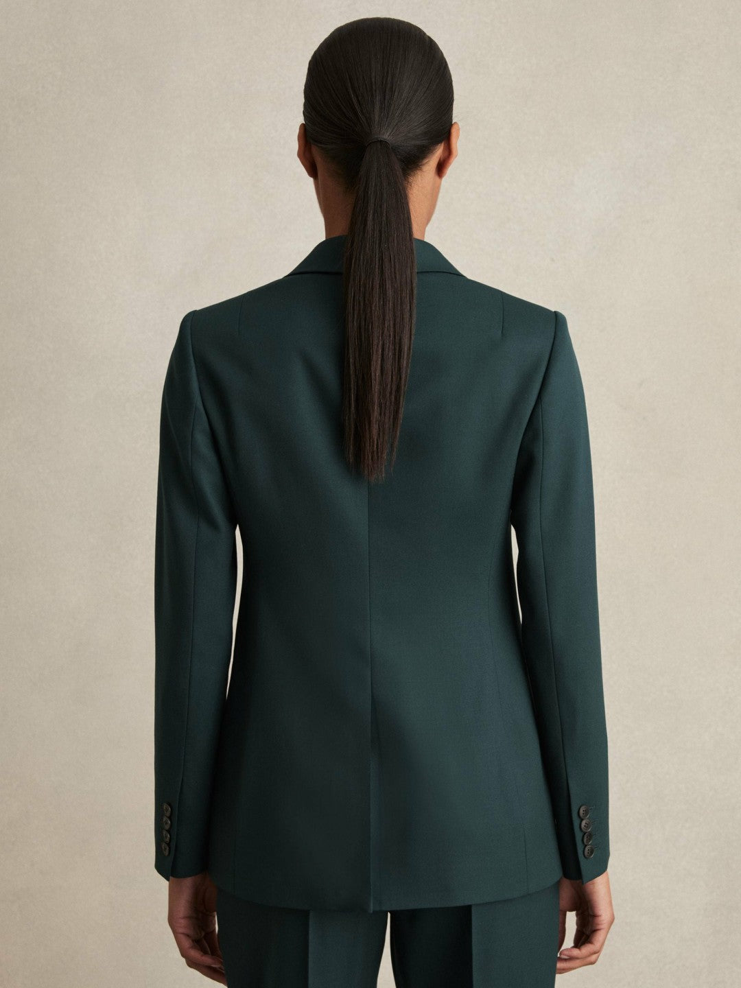 Wool-Blend Single-Breasted Suit Blazer Green | Women
