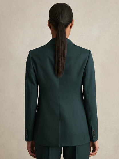 Wool-Blend Single-Breasted Suit Blazer Green | Women