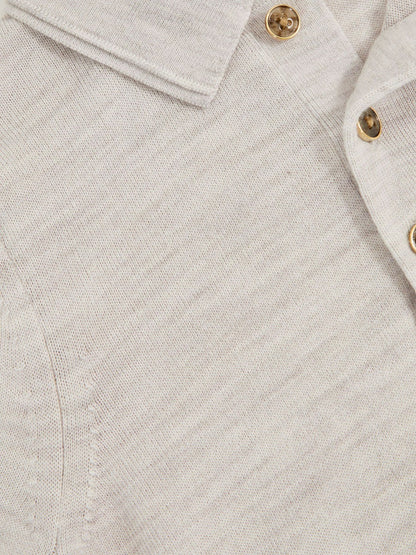 9-13 yrs Merino Wool Short Sleeve Polo Shirt Wicker Melange | Children & Baby
