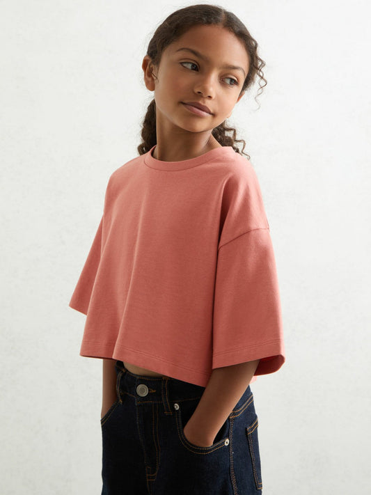 Cotton Oversized Cropped T-Shirt Rose | Children & Baby