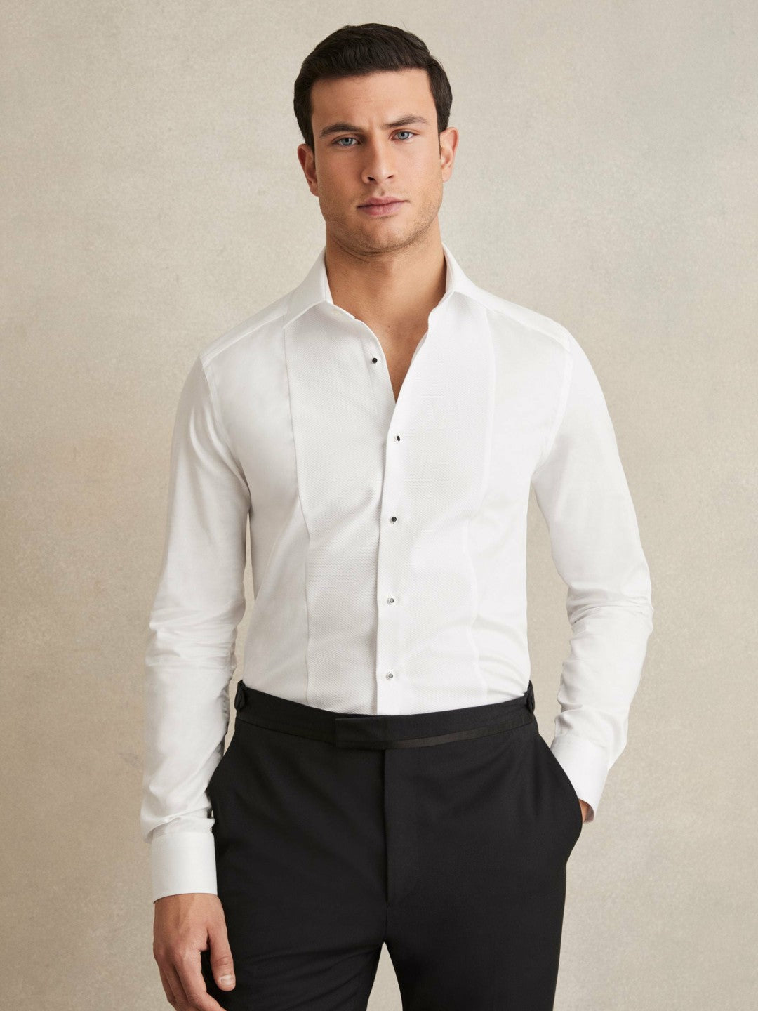 Slim Fit Cotton Double-Cuff Dinner Shirt Regular-Fit White | Men