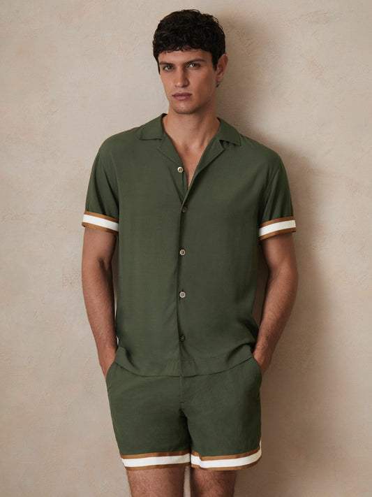 | Ché Stripe-Cuff Shirt Pine Green | Men
