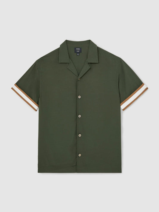 | Ché Stripe-Cuff Shirt Pine Green | Men