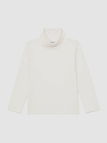 3-9 yrs Cotton-Jersey Roll-Neck Top with Stretch Ivory | Children & Baby