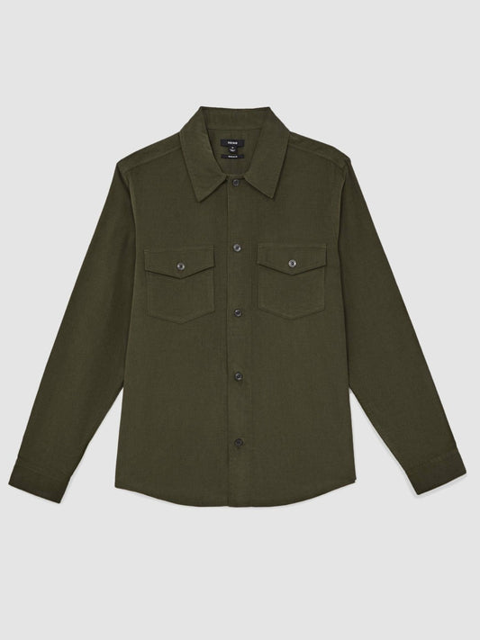 Cotton Corduroy Twin-Pocket Overshirt Khaki Green | Men