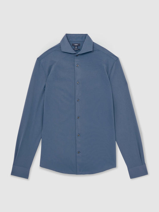 Stretch Jersey Cutaway-Collar Shirt Dark Airforce Blue | Men