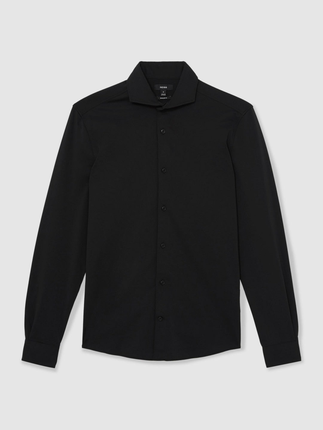 Stretch Jersey Cutaway-Collar Shirt Black | Men