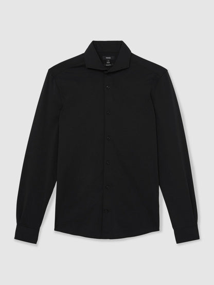 Stretch Jersey Cutaway-Collar Shirt Black | Men