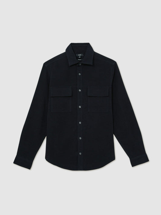 Moleskin-Cotton Twin-Pocket Overshirt Navy | Men