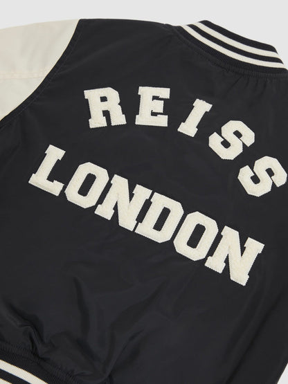 13-14 yrs Colour-Block Varsity Bomber Jacket Navy/ Off White | Children & Baby