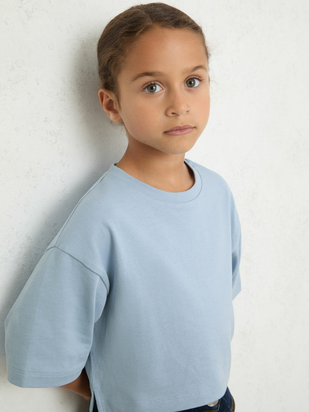 3-9 yrs Cotton Oversized Cropped T-Shirt Blue | Children & Baby