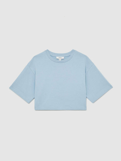 3-9 yrs Cotton Oversized Cropped T-Shirt Blue | Children & Baby