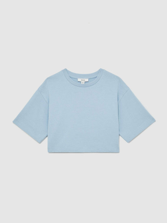 3-9 yrs Cotton Oversized Cropped T-Shirt Blue | Children & Baby