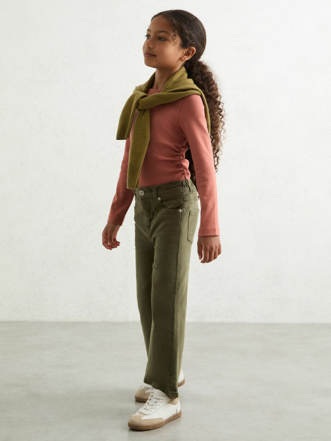 4-9 yrs Cotton Ruched Long-Sleeve T-Shirt with Stretch Rose | Children & Baby