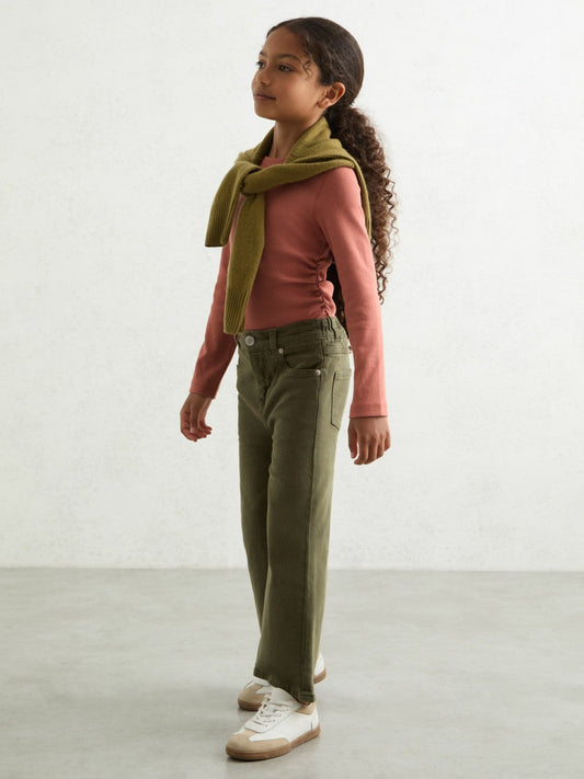 9-13 yrs Cotton Ruched Long-Sleeve T-Shirt with Stretch Rose | Children & Baby