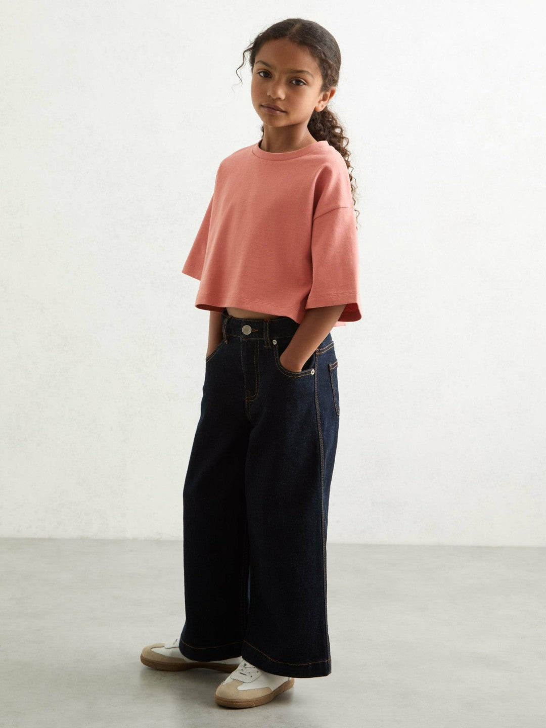 9-13 yrs Cotton Oversized Cropped T-Shirt Rose | Children & Baby