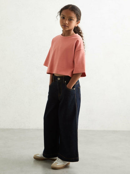 9-13 yrs Cotton Oversized Cropped T-Shirt Rose | Children & Baby