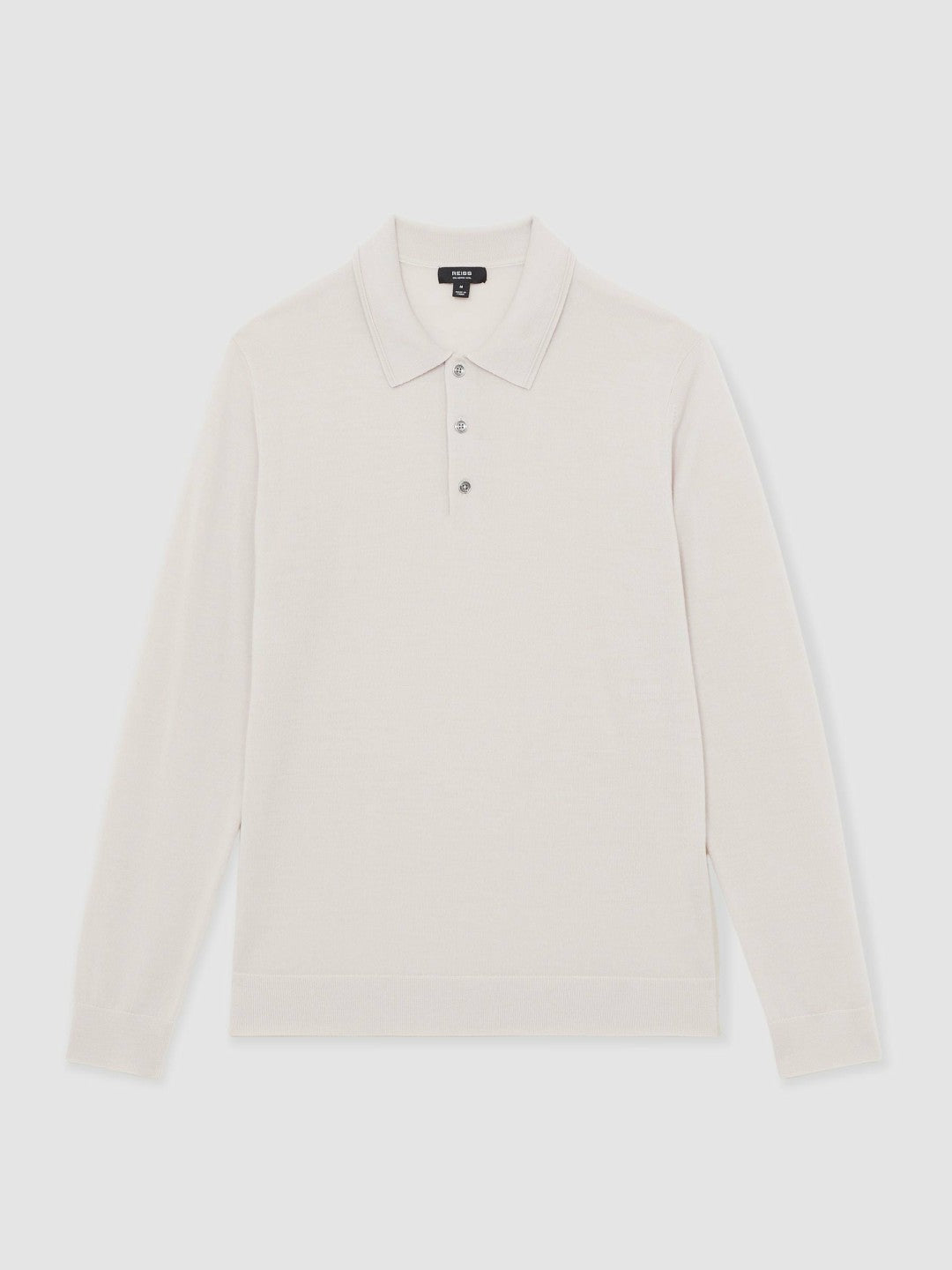 Merino Wool Long-Sleeve Polo Shirt Beige | Men
