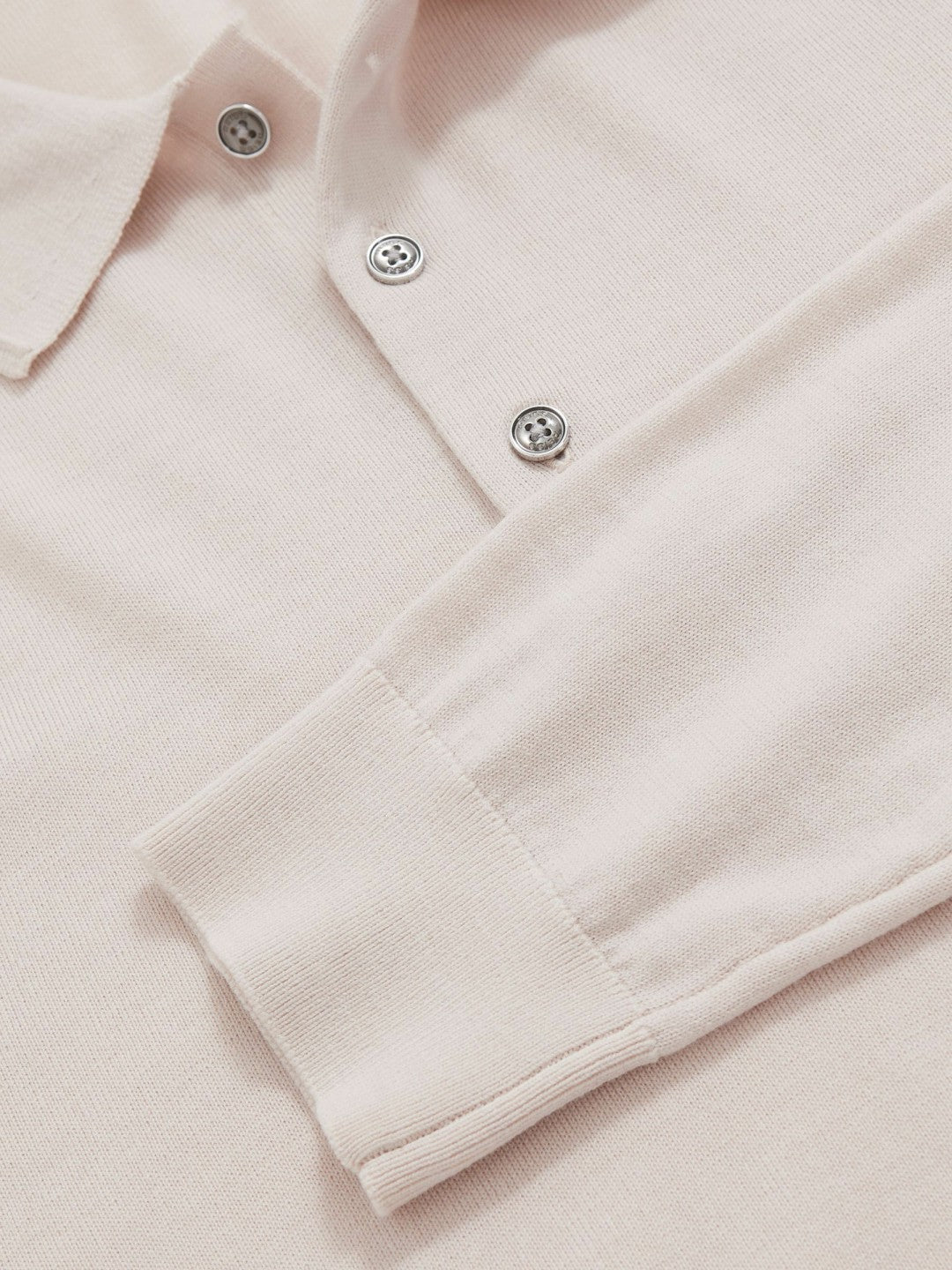 Merino Wool Long-Sleeve Polo Shirt Beige | Men