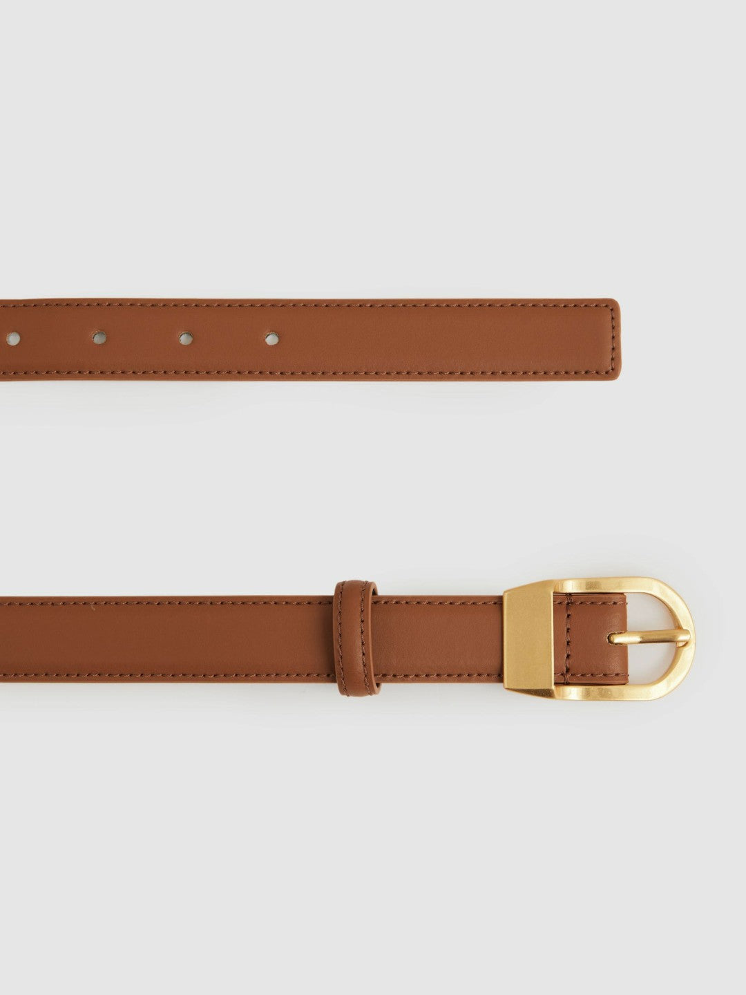 Leather Curved-Buckle Belt Tan | Women