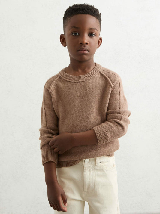 3-9 yrs Wool-Cashmere Reverse-Seam Jumper Camel | Children & Baby