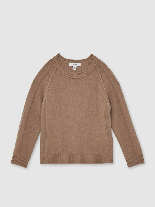 3-9 yrs Wool-Cashmere Reverse-Seam Jumper Camel | Children & Baby