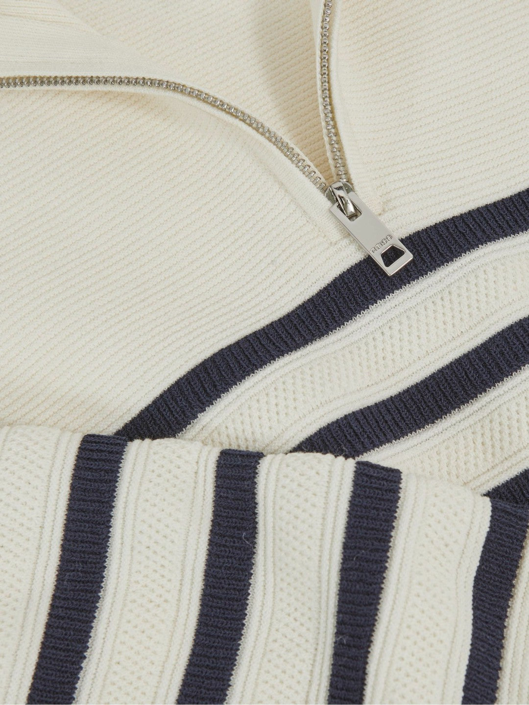 9-13 yrs Cotton-Blend Stripe Half-Zip Jumper White | Children & Baby