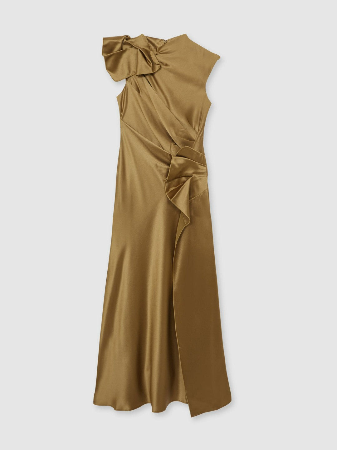 Acler Draped Satin Midi Dress Gold Moss | Women