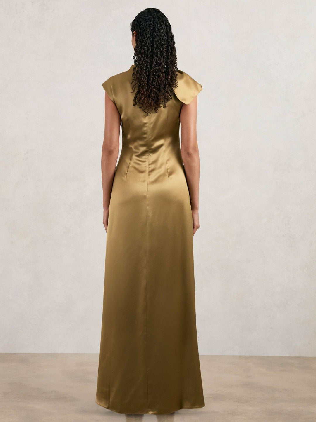 Acler Draped Satin Midi Dress Gold Moss | Women