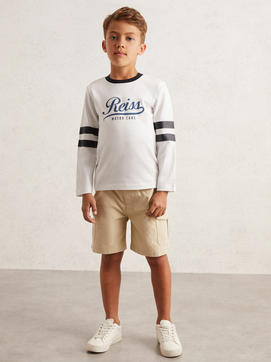 3-9 yrs Cotton Motor Cars Logo T-Shirt White/Blue | Children & Baby
