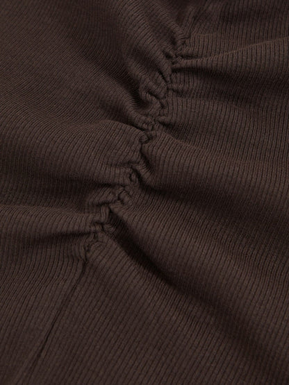 13-14 yrs Cotton Ruched Long-Sleeve T-Shirt with Stretch Chocolate | Children & Baby